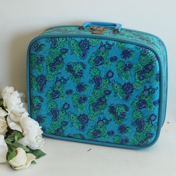Vintage Other - Vintage 1960s Suitcase, Floral Print Hard Side Travel Case,  Mirror Inside
